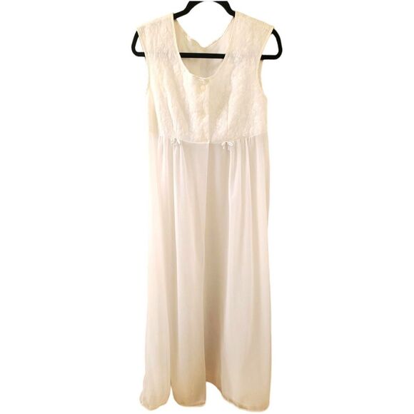 Gotham Other - Vintage Gotham Gold Stripe Nightgown Lace 1950s Ankle To Floor Length Sz 34